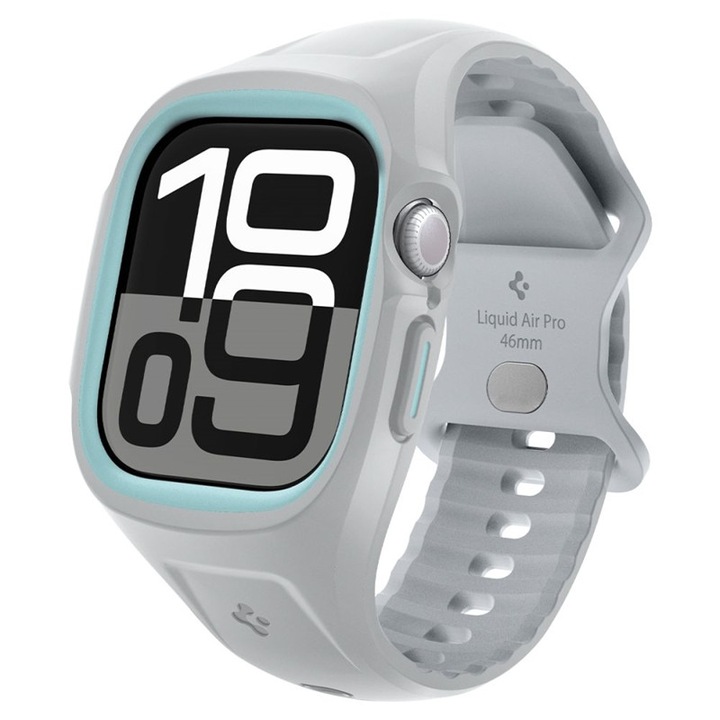 Curea cu husa Spigen Liquid Air Pro pentru Apple Watch 10, protectie 360, negru, 46 mm
