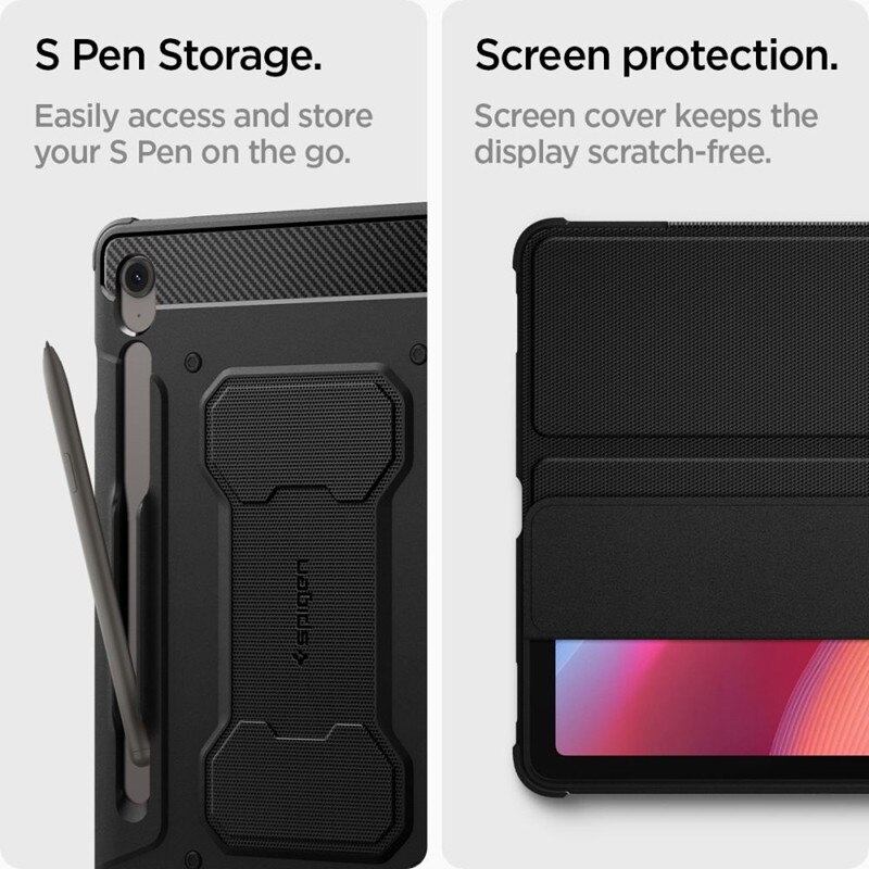 Etui Spigen Rugged Armor Pro pentru tablete, TPU, colturi intarite, negru, 13.1"