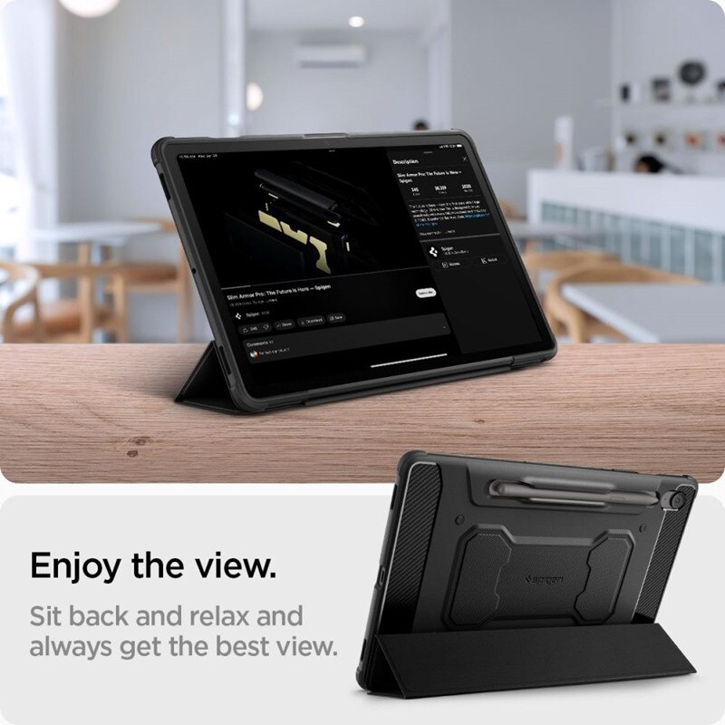 Etui Spigen Rugged Armor Pro pentru tablete, TPU, colturi intarite, negru, 13.1"
