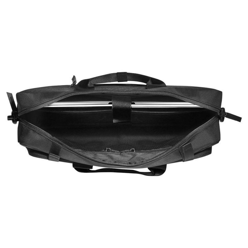 Geanta laptop Spigen KD300 Klasden, 16", neagra, compartimente practice si loc pentru AirTag