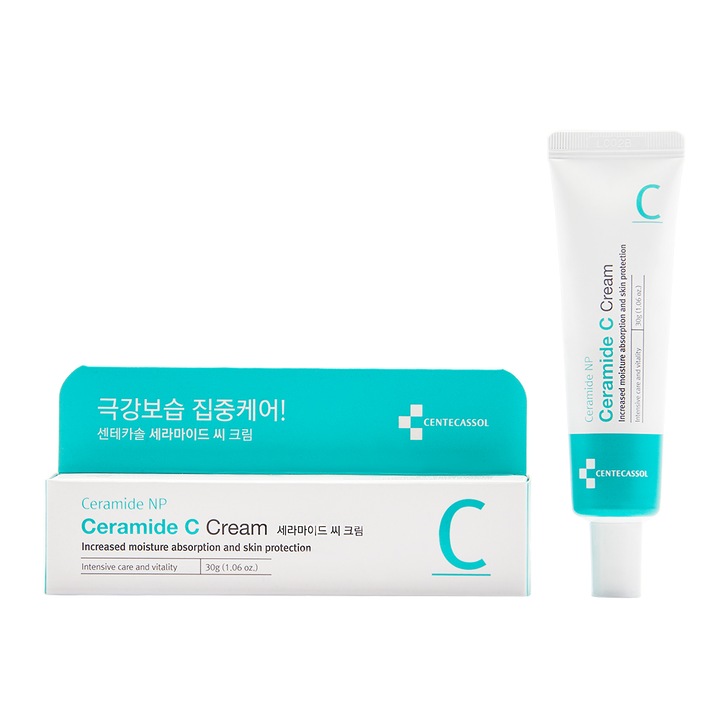 Crema Calmanta, Hidratanta si Regeneranta, Centecassol Ceramide C Cream - Cosmetice Coreene, cu Ceramide NP, Pantenol si Centella Asiatica, pentru Piele Uscata/cu Dermatita Atopica, 30 g