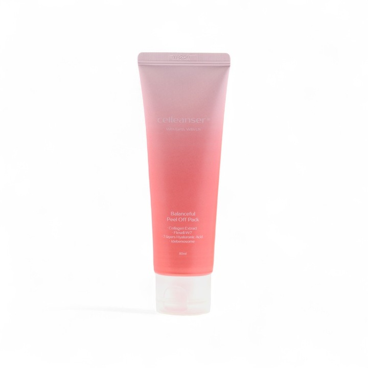 Peel Off arcmaszk peptidekkel és kollagénnel, Celleanser Balanceful Peel Off csomag - Koreai kozmetikumok, minden bőrtípusra, hidratáló és feszesítő hatással, 80 ml