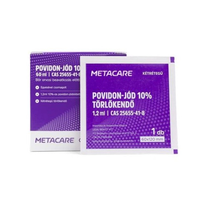 Metacare Povidon-Jód 10% Törlőkendő 60 x 120 mm (50 db)