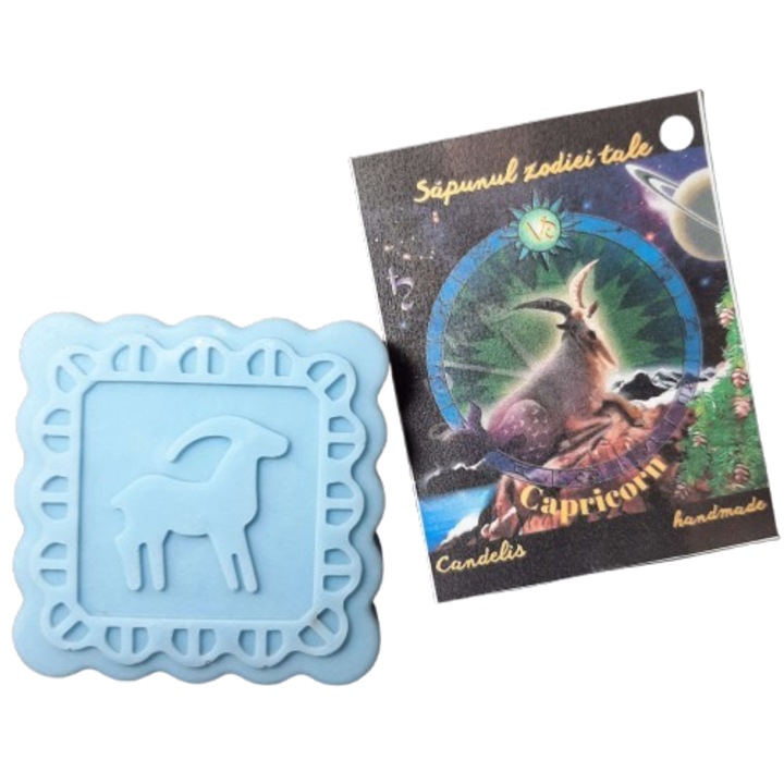 Kézzel készített Zodiákus szappan, Bak – Óceán, Pézsma, Vanília, vegán, bőrbarát, Candeli, 50g