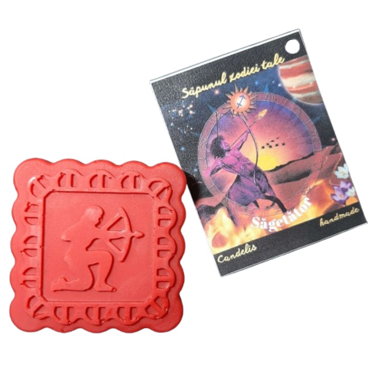 Kézzel készített Zodiákus szappan, Nyilas – Szilva, Pacsuli, Vérnarancs, Vegán, Bőrkímélő, Candeli, 50g