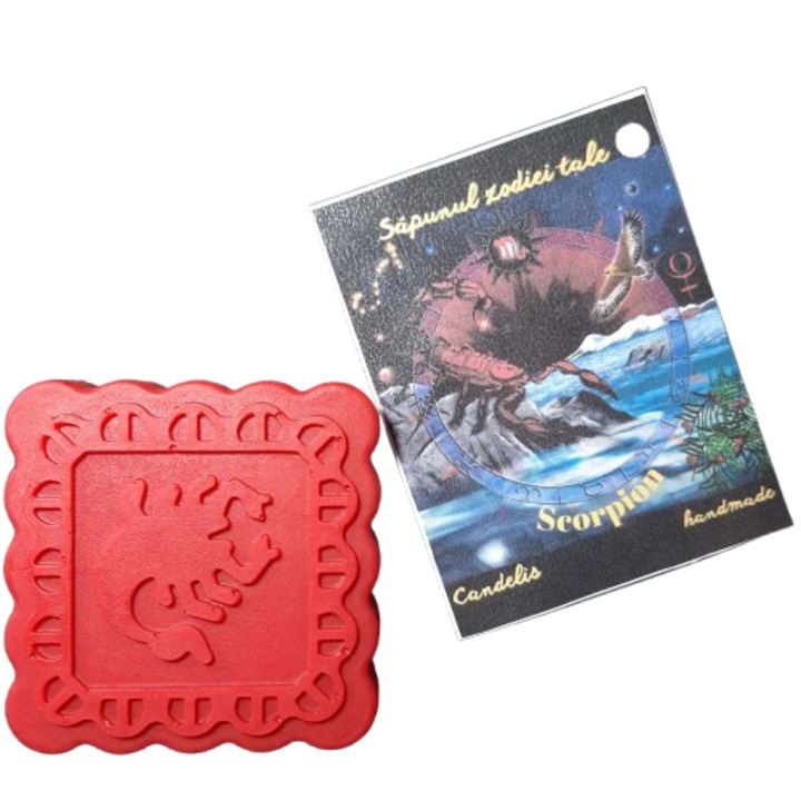 Ръчно изработен зодиакален сапун, Скорпион – слива, пачули, червен портокал, веган, нежен към кожата, Candelis, 50 г