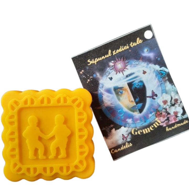 Kézzel készített Zodiac szappan, Gemini – Narancs, Pézsma, Levendula, vegán, bőrbarát, Candelis, 50g