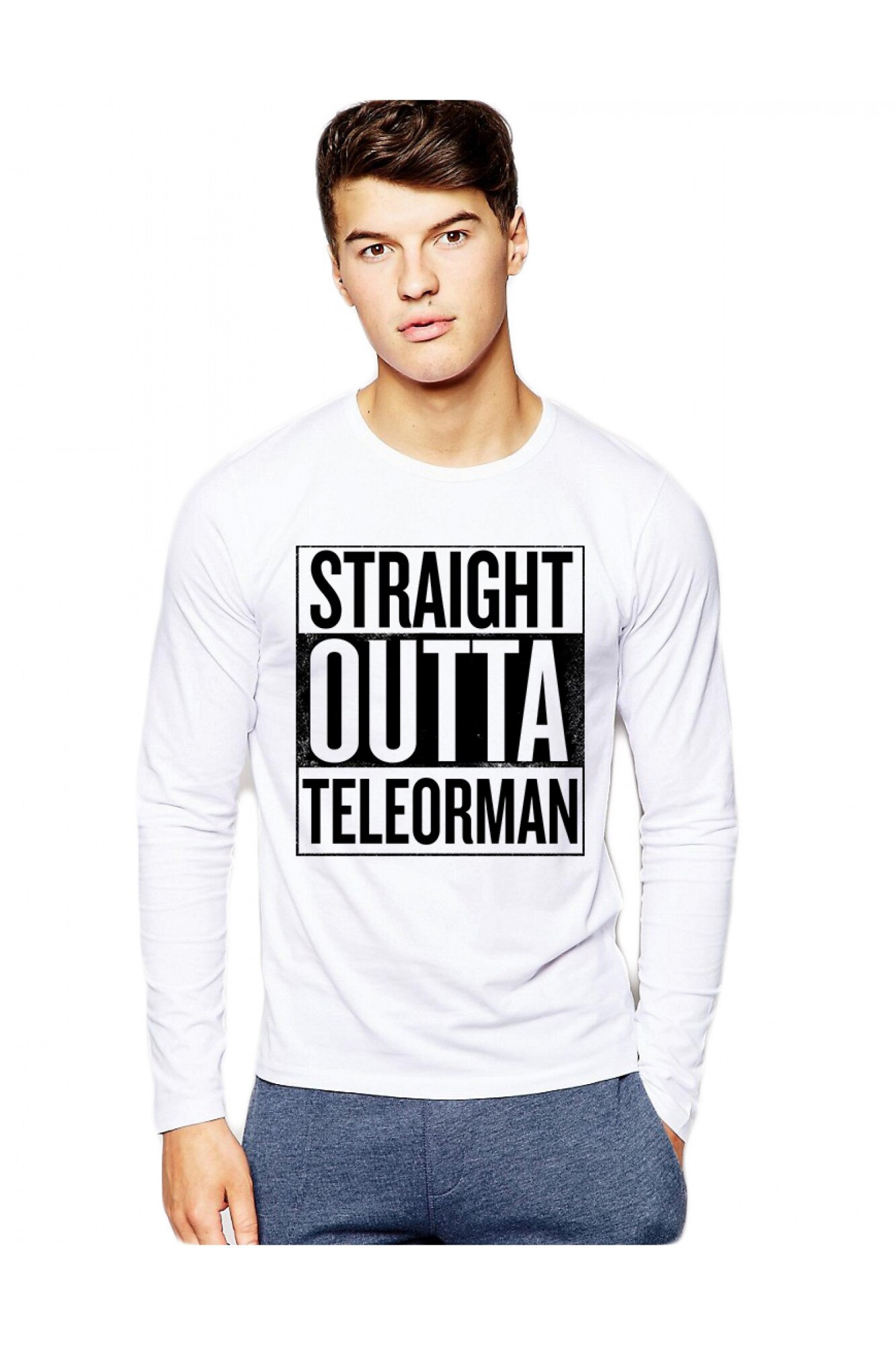 Bluza barbati alba - Straight Outta Teleorman, 2XL
