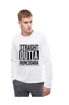 Bluza barbati alba - Straight Outta Hunedoara, 2XL Bluza barbati alba - Straight Outta Hunedoara, 2XL