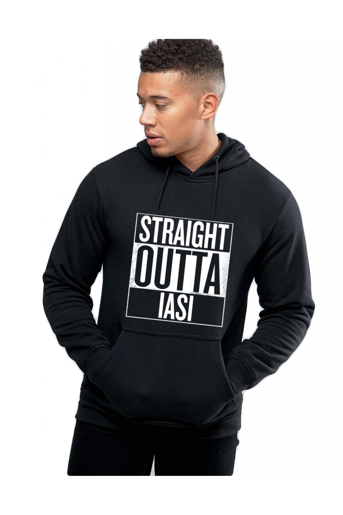 Hanorac Barbati Negru - Straight Outta Iasi