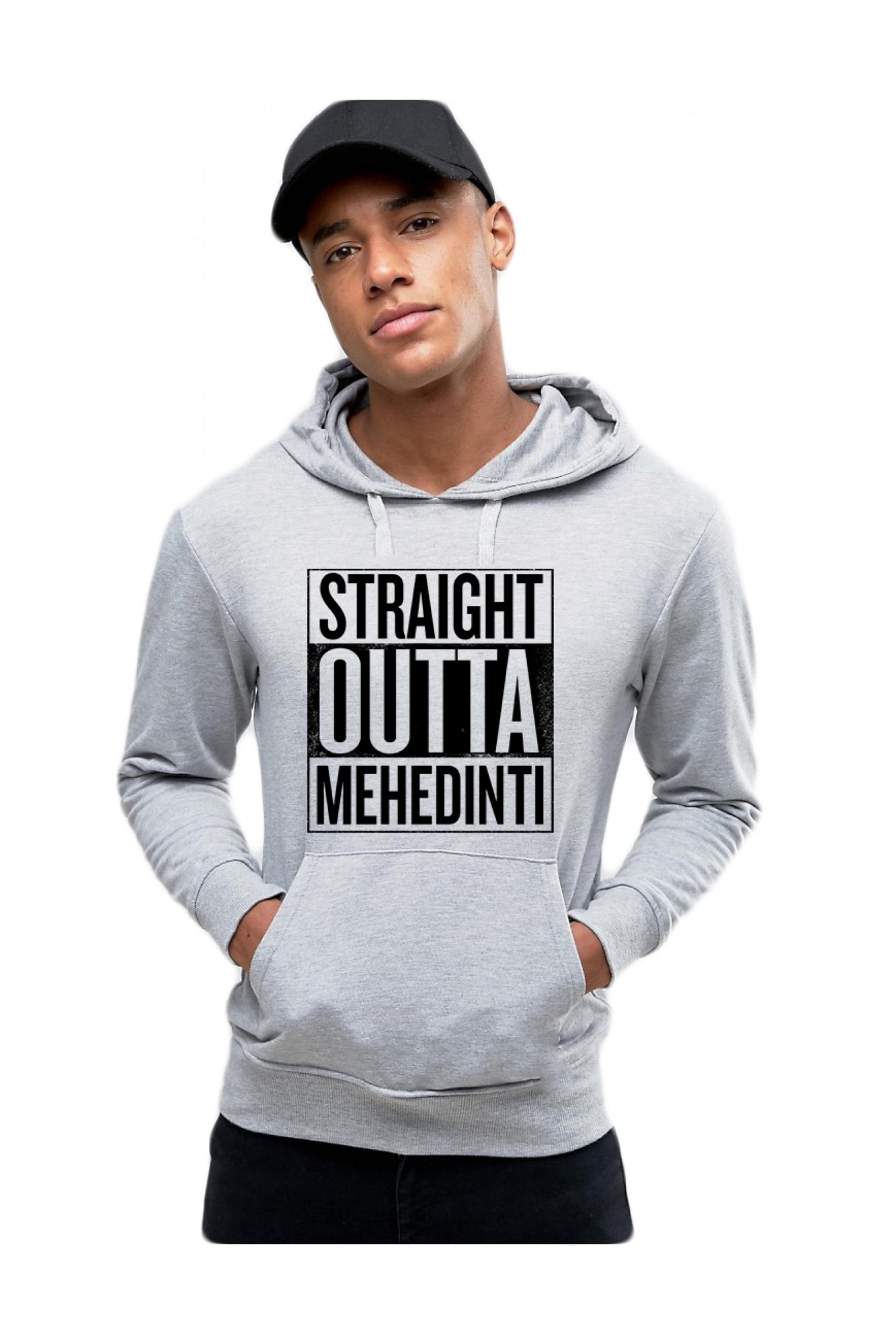 Hanorac Barbati Gri - Straight Outta Mehedinti