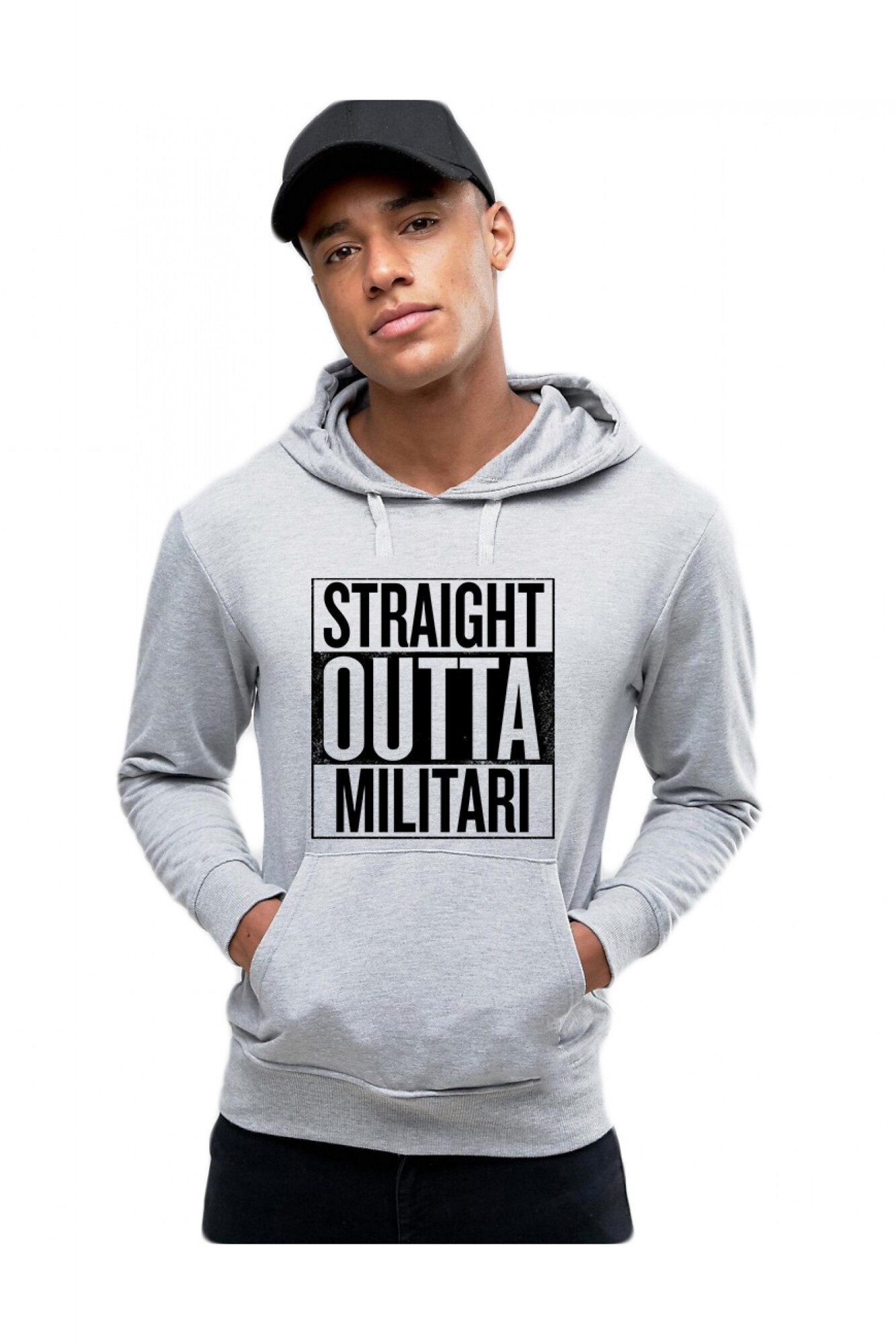 Hanorac Barbati Gri - Straight Outta Militari