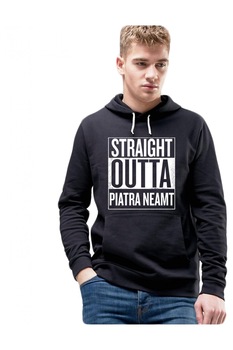 Hanorac Barbati Negru - Straight Outta Piatra Neamt Hanorac Barbati Negru - Straight Outta Piatra Neamt