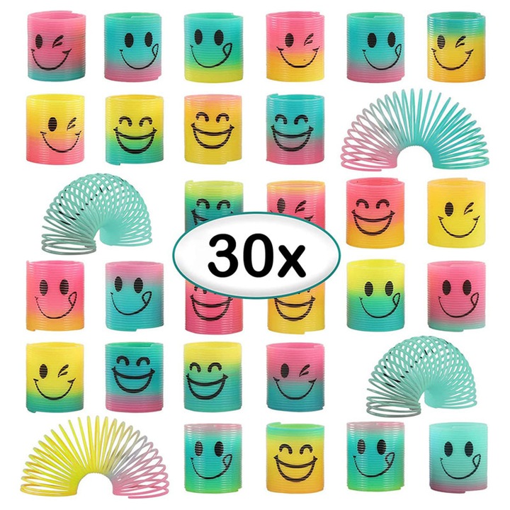 Set Jucarii Interactive, BOMSTOM, 30 Spirale Colorate, 3 Expresii Diferite, 3 ani+, Multicolor, 3.3x3.3cm