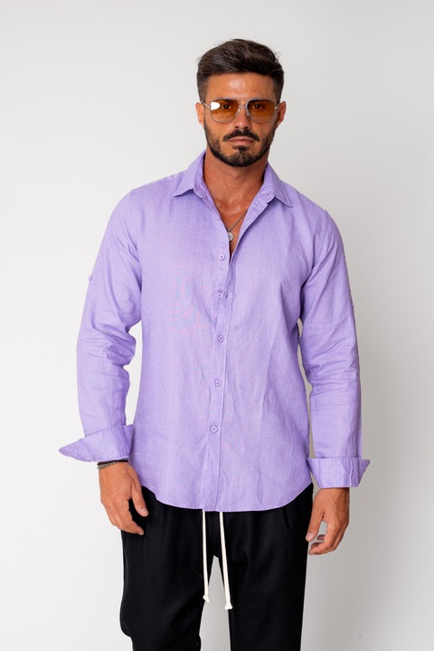 100% lenvaszon ing lila 17303, Mályvaszín