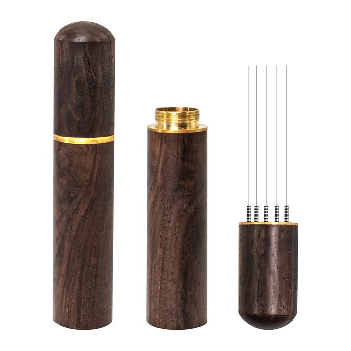 Distribuitor Cafea WDT cu 6 Ace din Inox, pentru Portafiltru Espresso, Negru