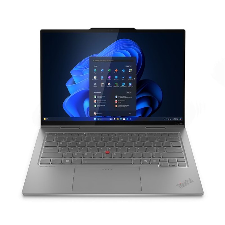 Lenovo ThinkPad X1 2-in-1 Gen 10 Aura Edition 21NU0023RI laptop, 14 hüvelykes 2880 x 1800 érintőképernyő, Intel 258V 8 C / 8 T, 2.2 GHz - 4.8 GHz, 12 MB gyorsítótár, 12 W, 32 GB LPDDR5X, 1 TB SSD, Intel Arc Graphics 140V, Windows 11 Pro, Szürke