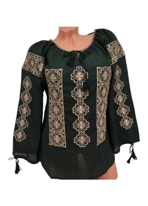 Ie traditionala, pentru dama, Negru-auriu