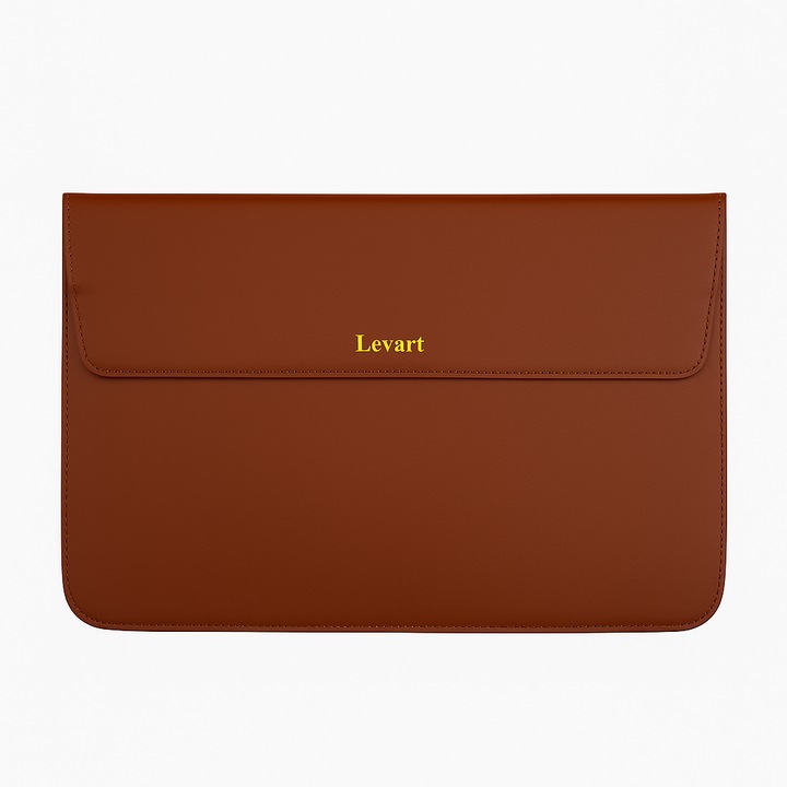 Husa Laptop Slim Levart Classic 13–14 inch, subtire, eleganta, piele vegana, fara fermoar, compatibila MacBook / Ultrabook