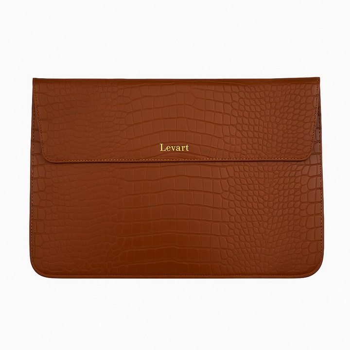 Husa Laptop Slim Levart Croco 13–14 inch, subtire, eleganta, piele vegana, fara fermoar, compatibila MacBook / Ultrabook