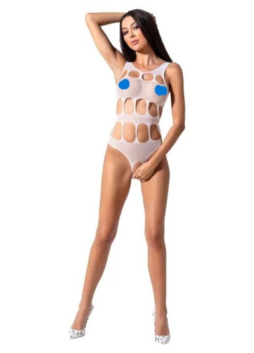 Bodystocking sexy, Passion, Unisize, Transparent, Aspect senzual, Fara Intretinere, 2 Bretele Ajustabile, Alb, 1 buc