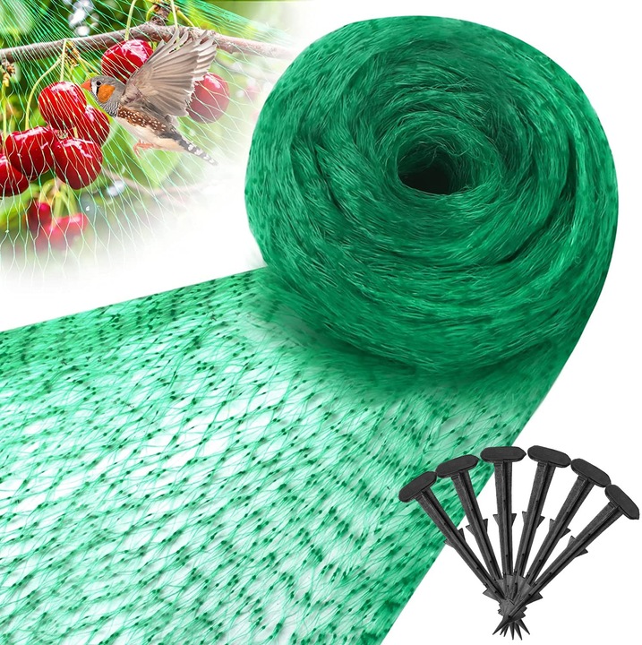 Madárvédő háló 4m x 100m + 16 rögzítőcsap Zöld