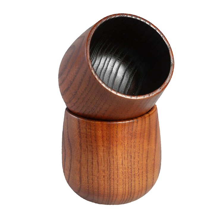 Set 2 cani din lemn pentru bourbon, BOMSTOM, 7.5x7.5x8cm, maro