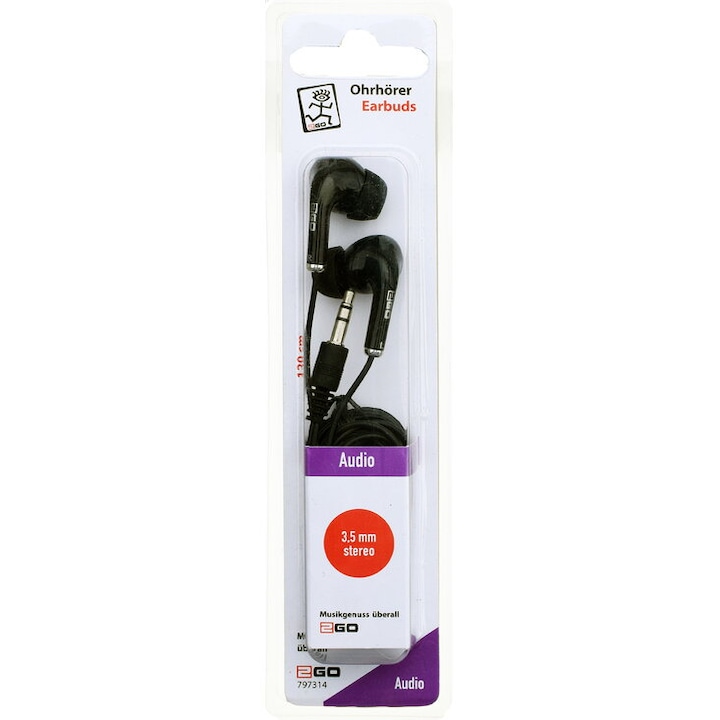 Căști In Ear 2GO, Jack, pentru adulți, culoare negru