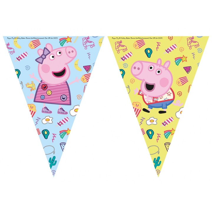 Ghirlanda cu 9 steaguri Peppa Pig Messy Play, 230 cm Galben
