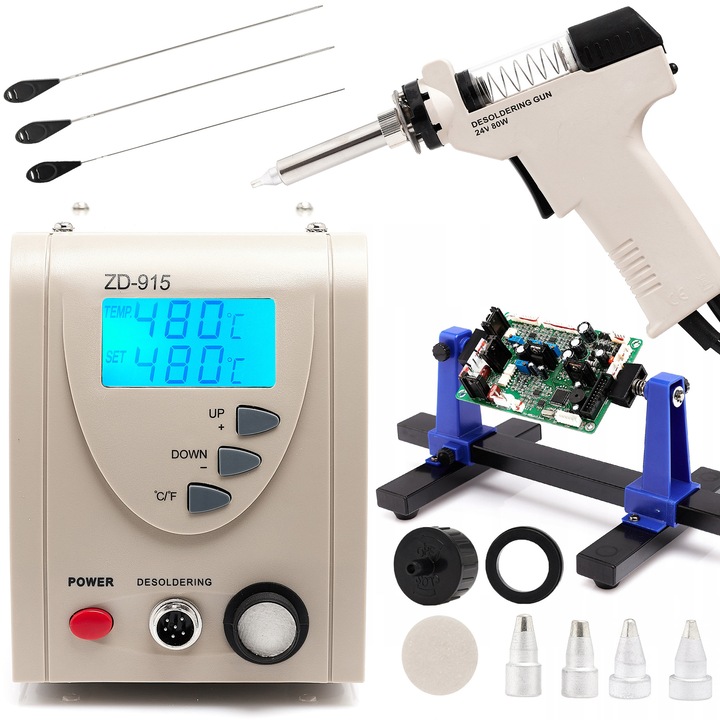 Statie de dezlipire ZD-915, Techrebal, 140W, 2 varfuri, suport PCB