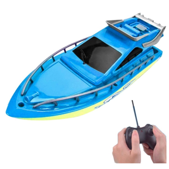 Barca cu telecomanda, 26x7.5x8cm, design compact, impermeabil, pentru copii si adulti