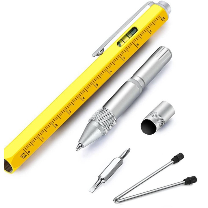 Pix multifunctional, 2 rezerve, nivela, surubelnita, 15x1.5cm