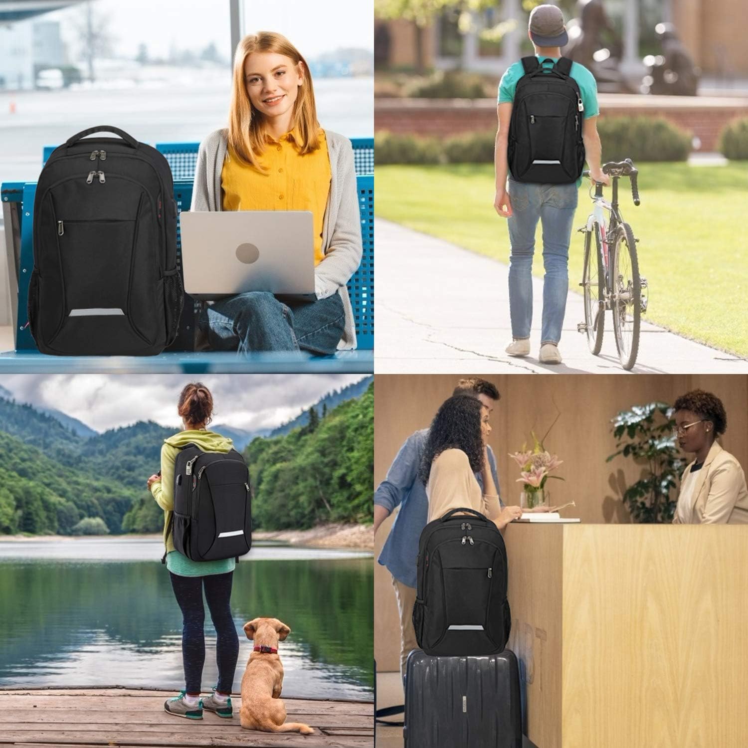 Rucsac laptop 15.6 inch, USB, negru, 46x25x30cm