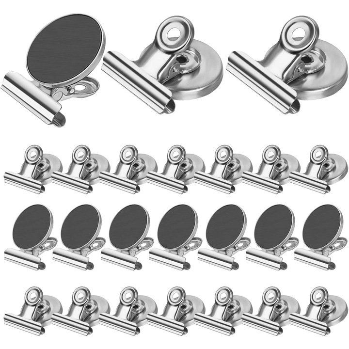 Set 24 clipsuri magnetici, 4x2.5cm, pentru frigider si tabla alba