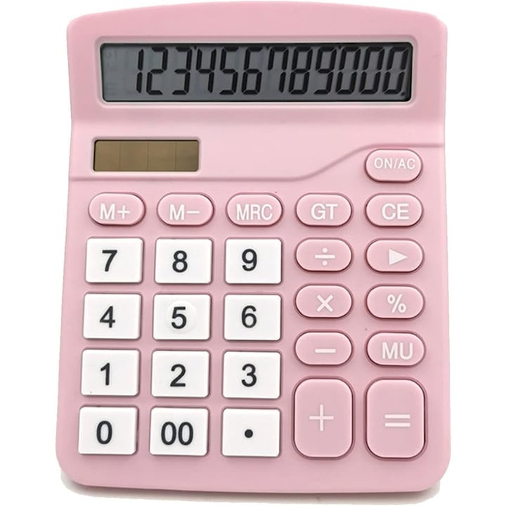 Calculator de birou 12 cifre, display mare, roz, 120x145x45mm - eMAG.ro