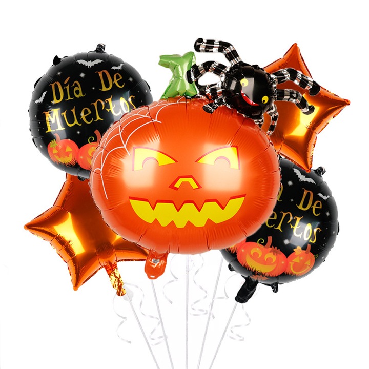 Halloween lufi szett, tök és pók mintás, narancssárga/fekete