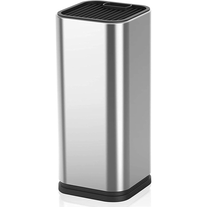 Suport universal pentru cutite din otel inoxidabil, cu orificiu pentru foarfece, 23.5x11cm, anti-amprente