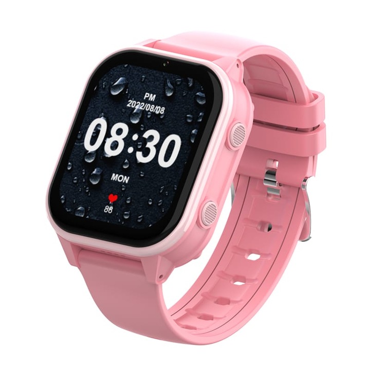 Smartwatch Copii Junior Gadget Safe Watch Jungle PRO cu GPS, TripleSafe™, Big Screen 1.83inch, Telefon, WhatsApp, Camera, Protectie la apa, Roz