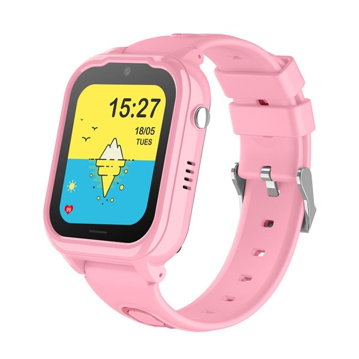 Smartwatch Copii Junior Gadget Safe Watch Kid PRO cu GPS, TripleSafe™, 1.69inch, Telefon, WhatsApp, Camera, Protectie la apa, Gelato Pink