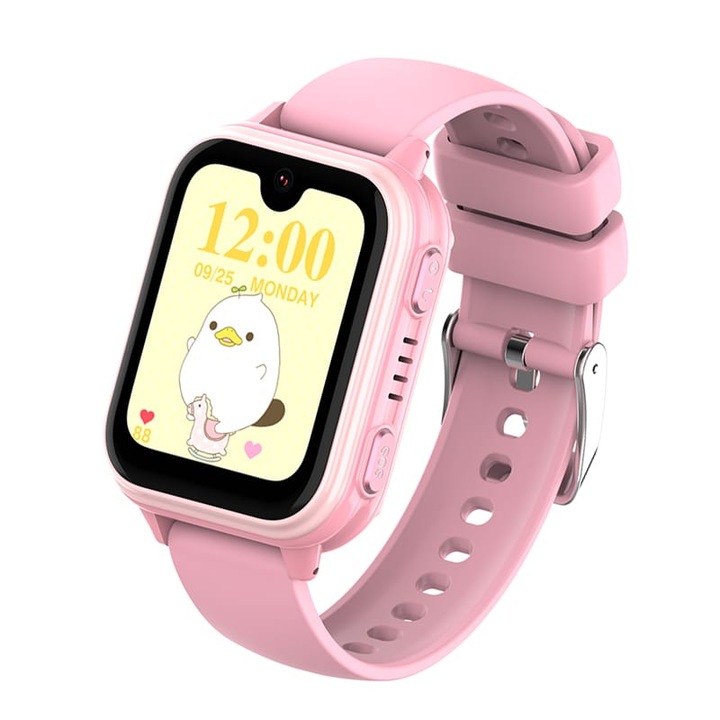 Smartwatch Copii Junior Gadget Safe Watch AMOLED Prime, cu GPS, TripleSafe™, Big Screen 1.78inch, Telefon, WhatsApp, Protectie la apa, Pure Pink