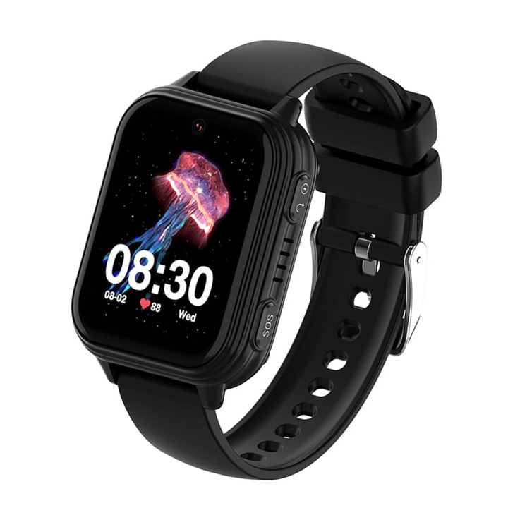 Smartwatch Copii Junior Gadget Safe Watch AMOLED Prime, cu GPS, TripleSafe™, Big Screen 1.78inch, Telefon, WhatsApp, Protectie la apa, Pure Black