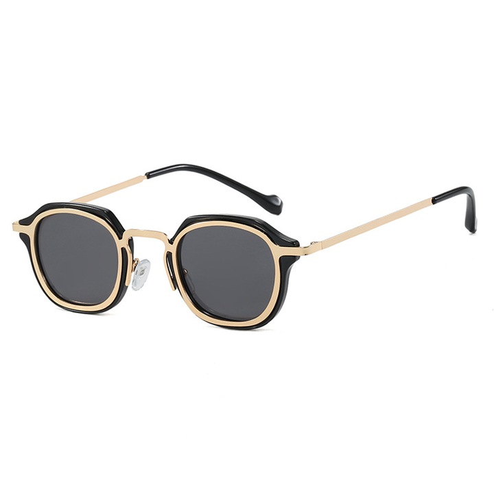 Ochelari de soare premium, Steam Punk, detalii din metal, model in doua culori, unisex, protectie UV400, Tessero, auriu