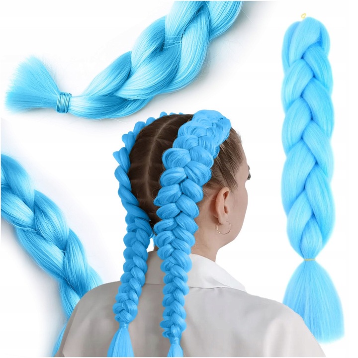 Par Sintetic Pentru Codite Extensii De Par Albastru 120 Cm