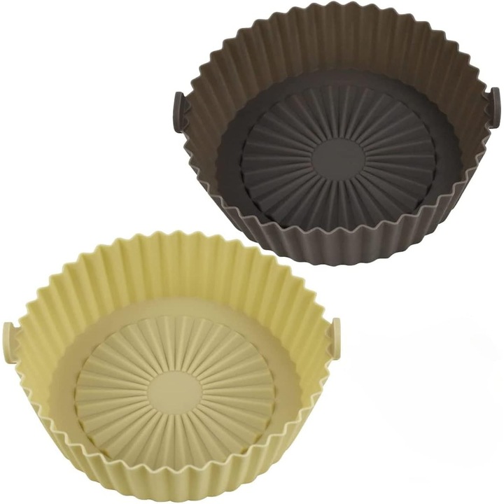Комплект от 2 сиви силиконови форми за air fryer 16.5см
