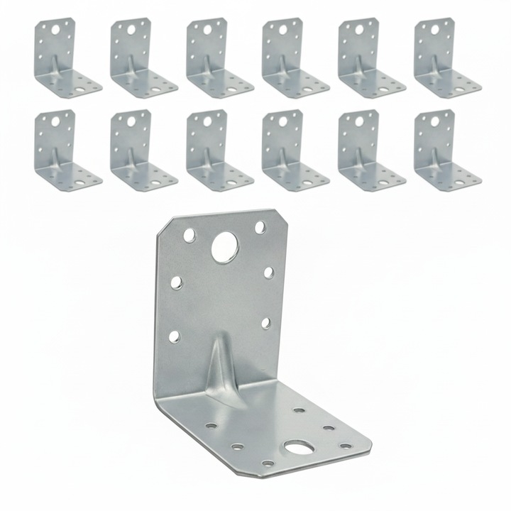 Set 10 coltar perforat pentru lemn vinclu, 90 grade, tip 4N, zincat, 70 x 70 x 55 mm (grosime 2 mm), Atlantic 1979