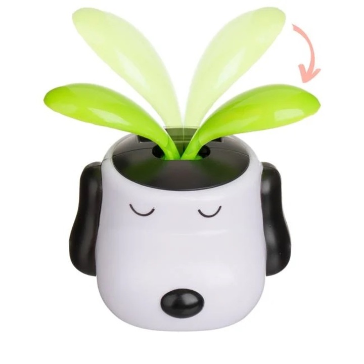 Decoratiune solara, catelus cu frumze, alb, H 9 cm, interior