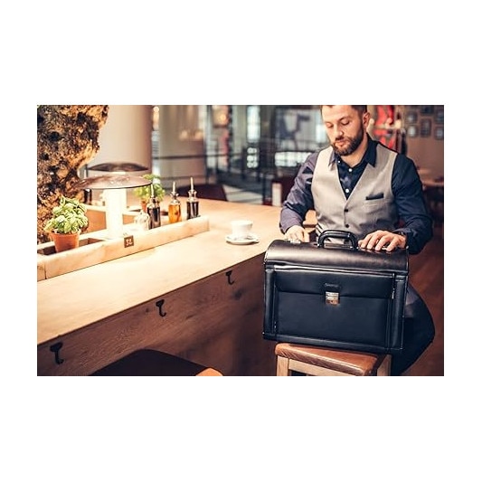 Alassio 949728 – Geanta pilot documente din piele neagra