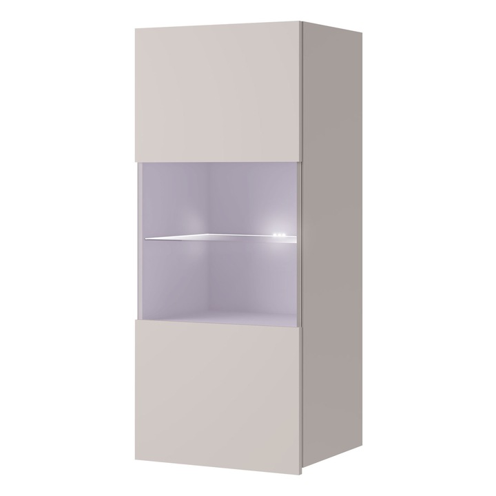 Vitrina suspendata Bralani BR05 cu LED albastru, MIRJAN24, casmir, 45x117x32 cm