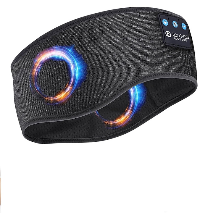 Bandana cu casti, Love eye, Bluetooth 5.0, USB, Negru