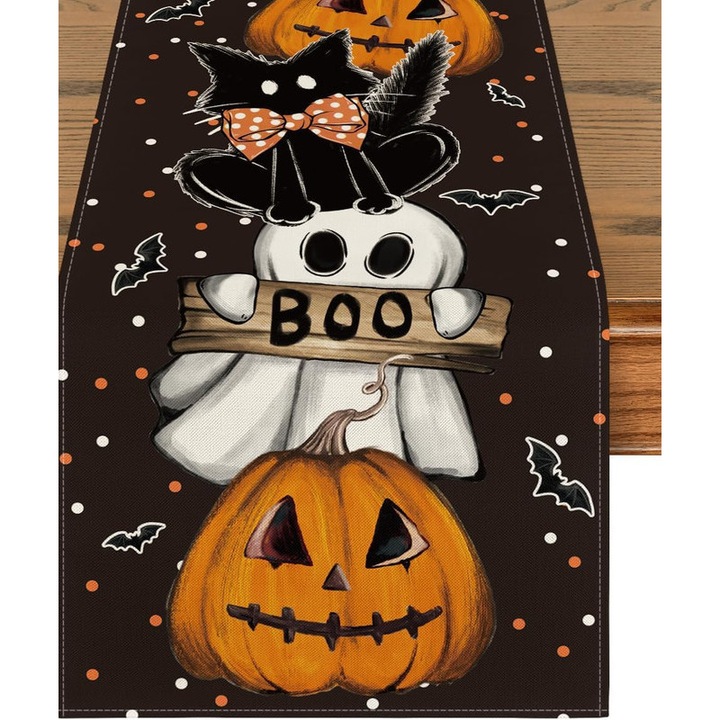 Asztalterítő, Halloween kereszt, 33x230 cm, YSBER, Poliészter, kiegészítők Halloween dekorációhoz, Többszínű
